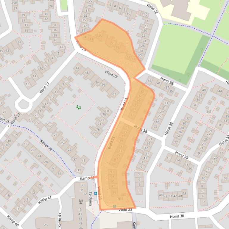 Kaart van postcodegebied 8225BB.