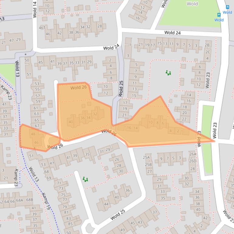 Kaart van postcodegebied 8225BL.