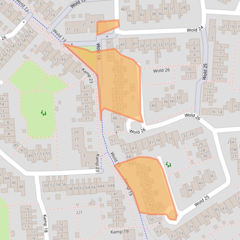 Kaart van postcodegebied 8225BW.