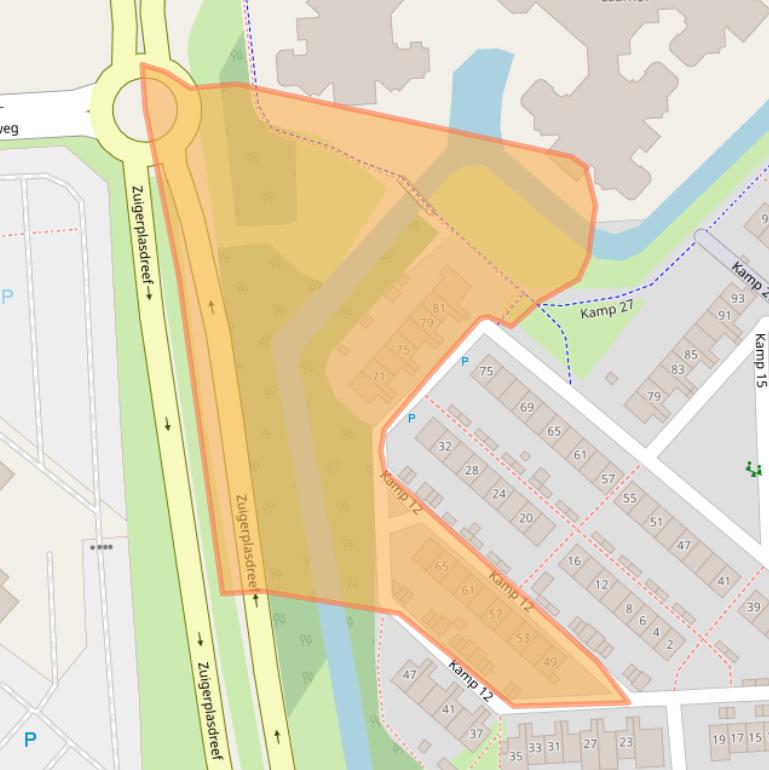 Kaart van postcodegebied 8225DD.