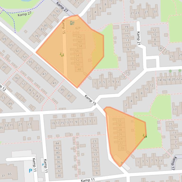 Kaart van postcodegebied 8225DH.