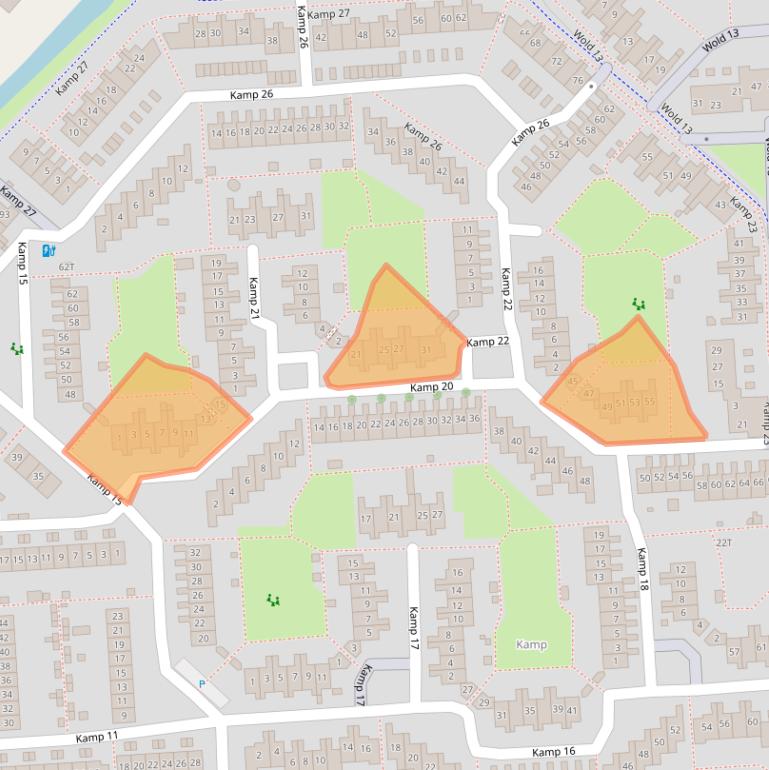 Kaart van postcodegebied 8225DT.