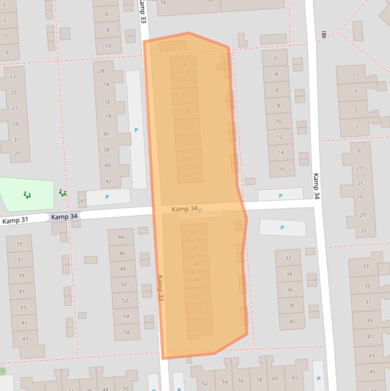 Kaart van postcodegebied 8225HE.