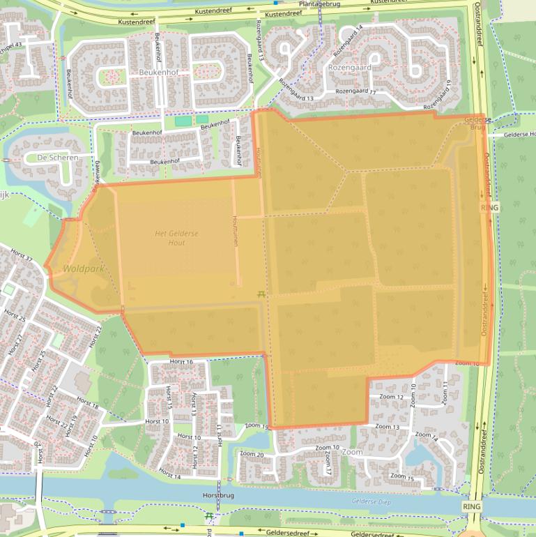 Kaart van postcodegebied 8225ME.