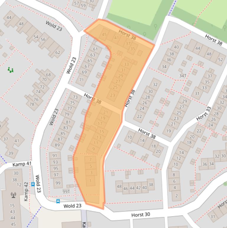 Kaart van postcodegebied 8225NL.