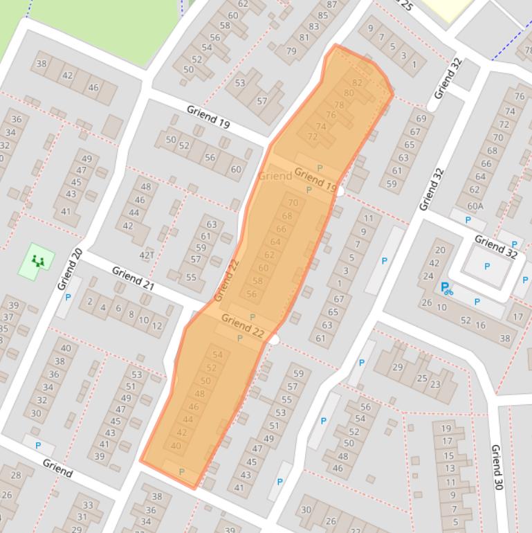 Kaart van postcodegebied 8225RB.