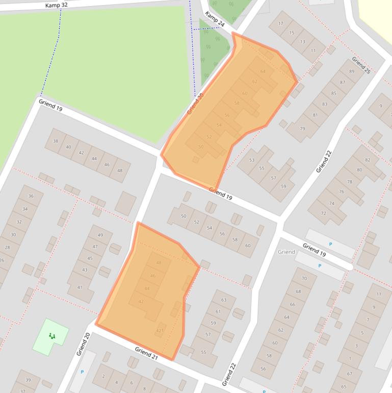 Kaart van postcodegebied 8225RE.