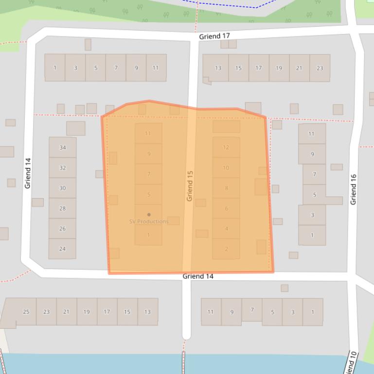 Kaart van postcodegebied 8225RJ.
