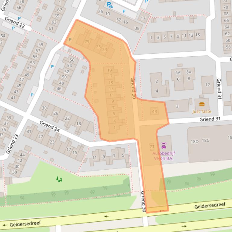 Kaart van postcodegebied 8225SR.