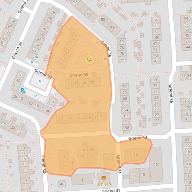 Kaart van postcodegebied 8225TA.
