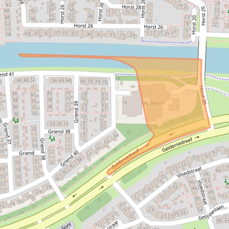 Kaart van postcodegebied 8225TZ.