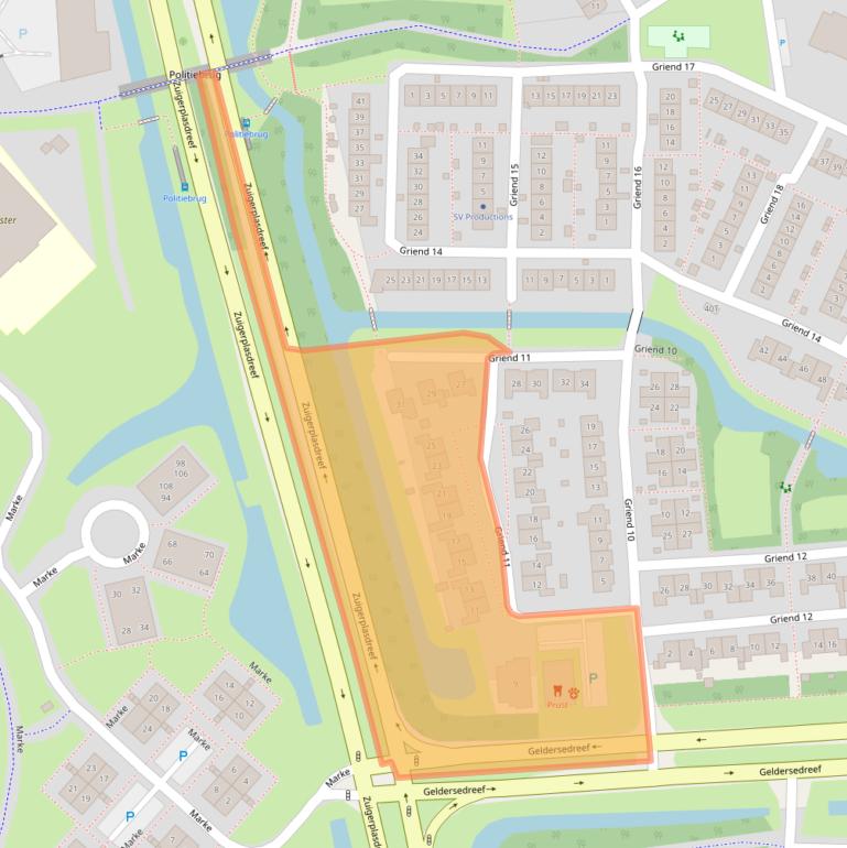 Kaart van postcodegebied 8225VG.