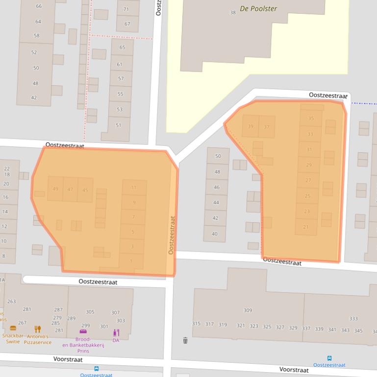 Kaart van postcodegebied 8226BE.