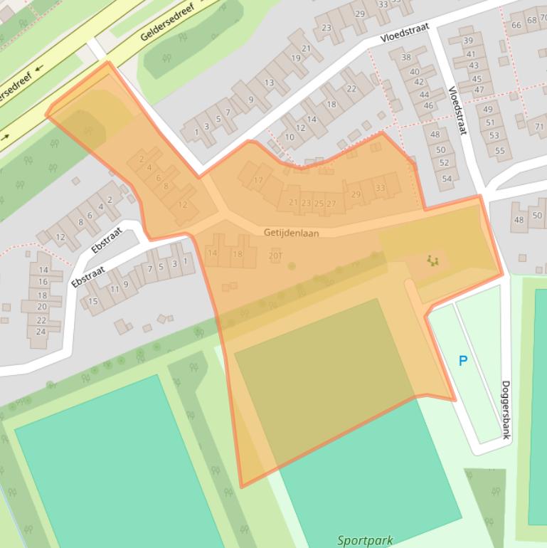 Kaart van postcodegebied 8226DD.