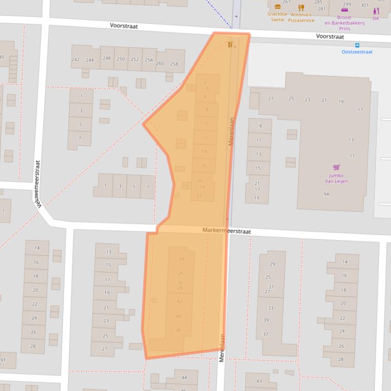 Kaart van postcodegebied 8226JA.