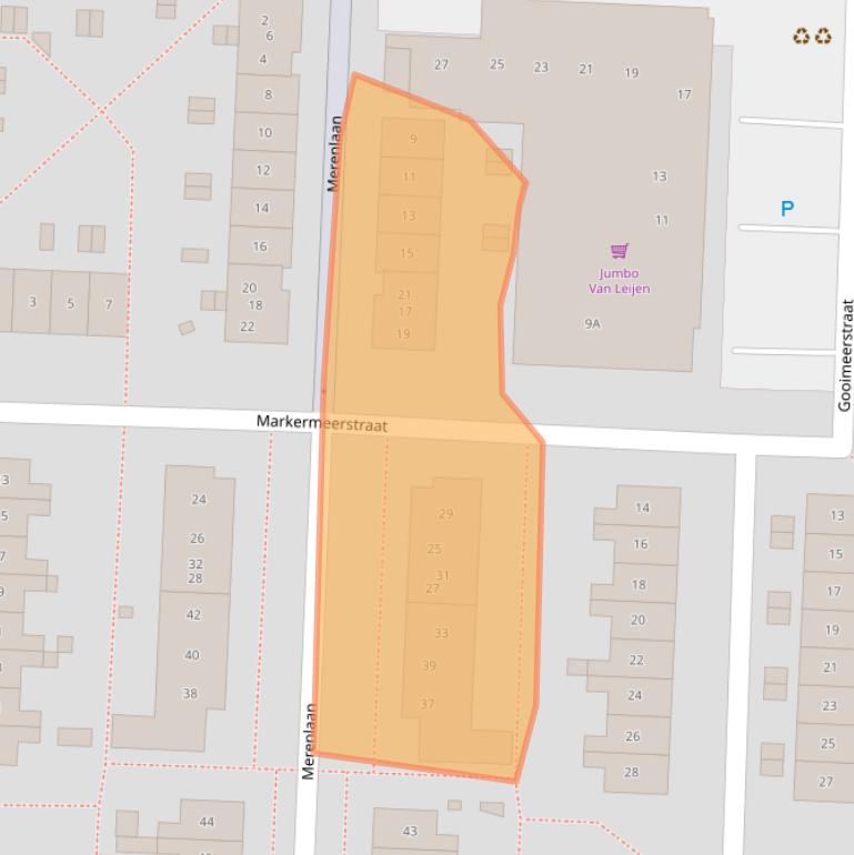 Kaart van postcodegebied 8226JD.