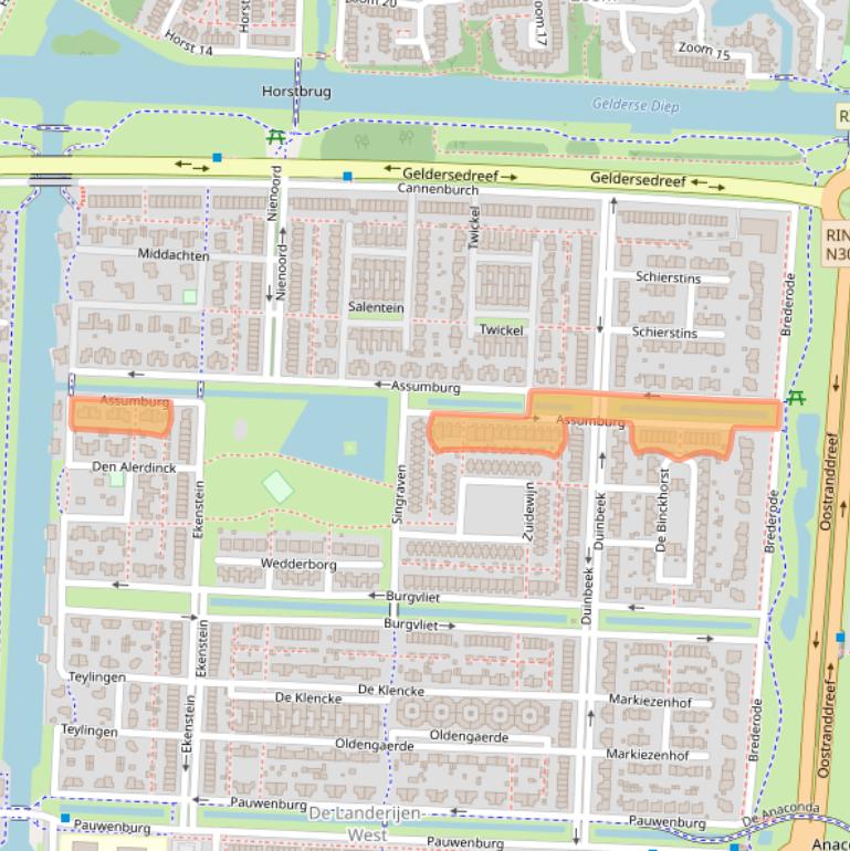 Kaart van postcodegebied 8226RB.