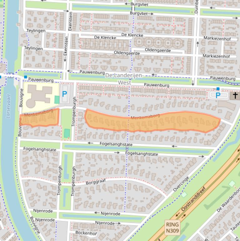 Kaart van postcodegebied 8226TC.