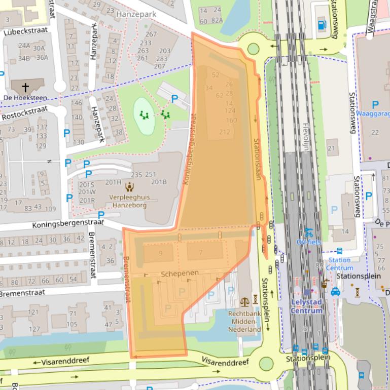 Kaart van postcodegebied 8232DB.