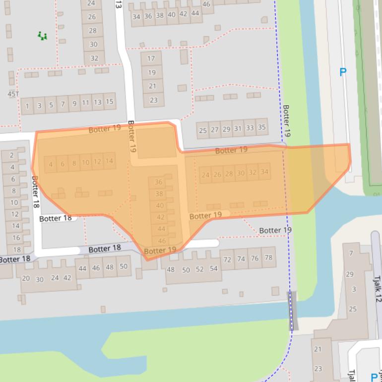Kaart van postcodegebied 8232JG.