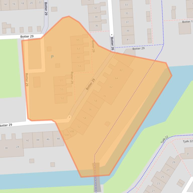 Kaart van postcodegebied 8232KJ.