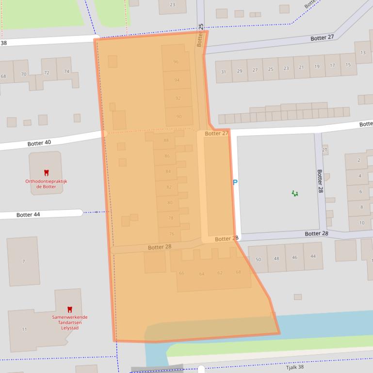 Kaart van postcodegebied 8232KL.