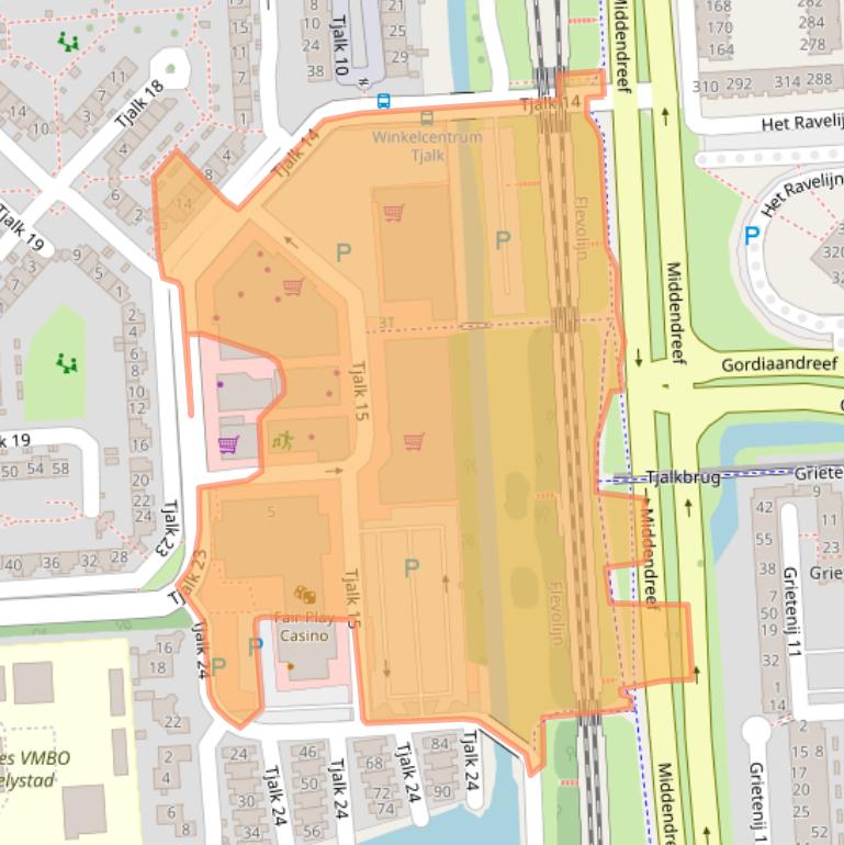 Kaart van postcodegebied 8232LK.