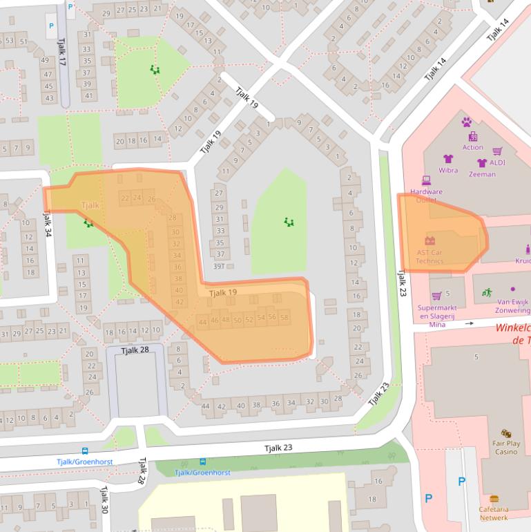 Kaart van postcodegebied 8232LP.