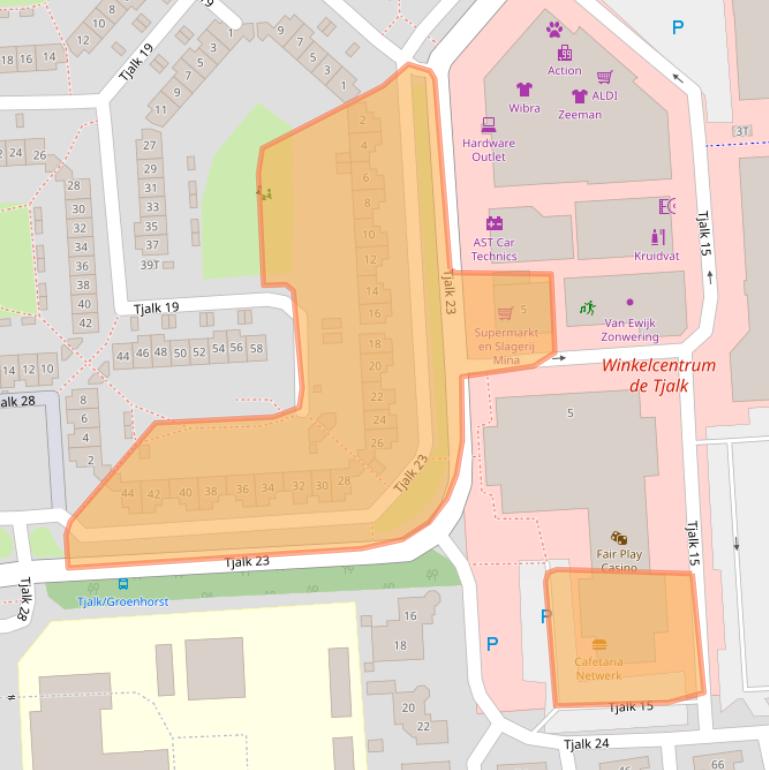 Kaart van postcodegebied 8232LR.