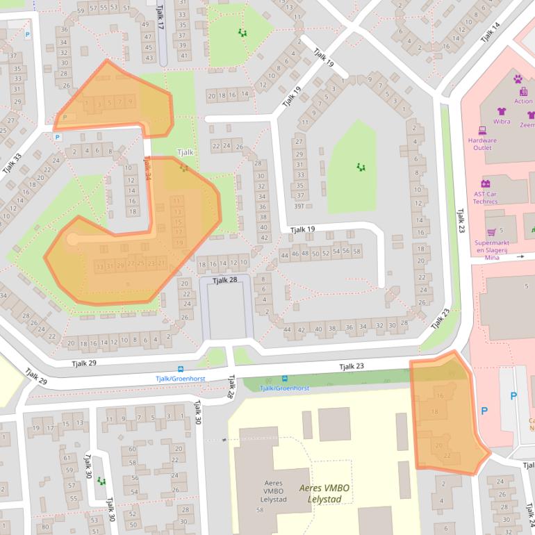 Kaart van postcodegebied 8232LV.