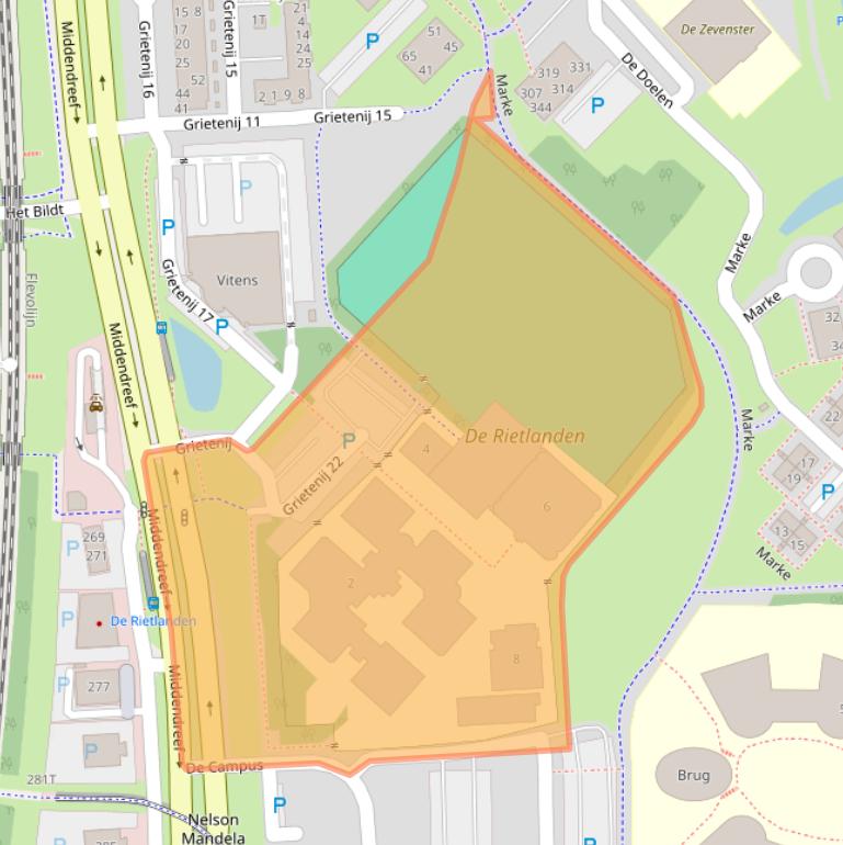 Kaart van postcodegebied 8233BZ.