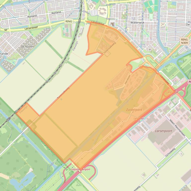 Kaart van postcodegebied 8239.