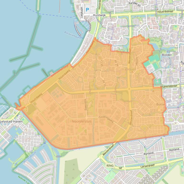 Kaart van postcodegebied 8243.