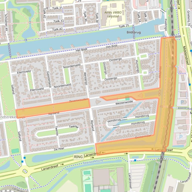 Kaart van postcodegebied 8245CM.