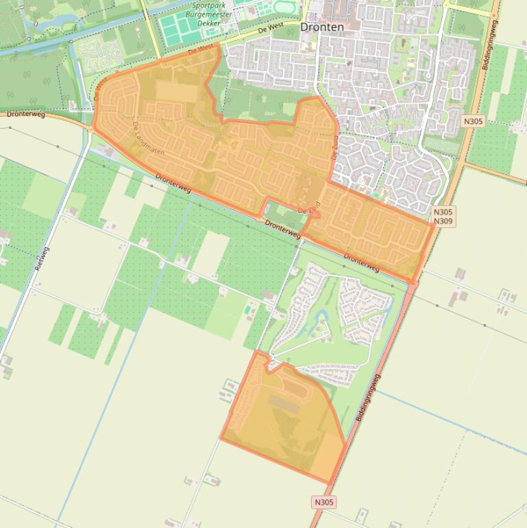 Kaart van postcodegebied 8252.