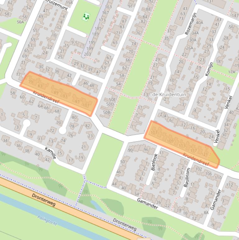 Kaart van postcodegebied 8252BE.