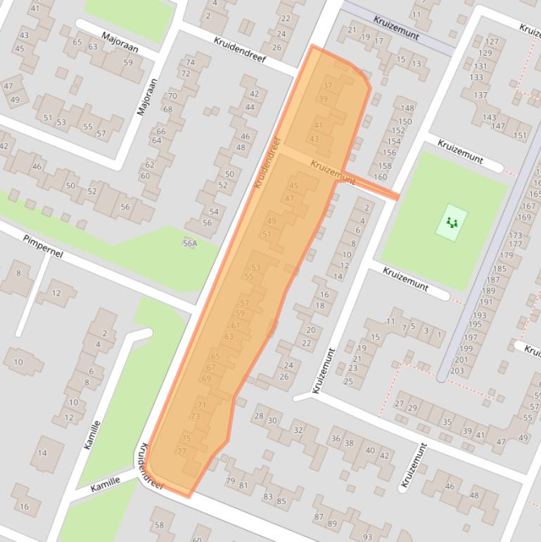 Kaart van postcodegebied 8252BL.