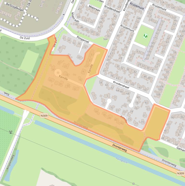 Kaart van postcodegebied 8252CA.