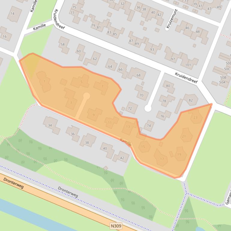 Kaart van postcodegebied 8252CB.