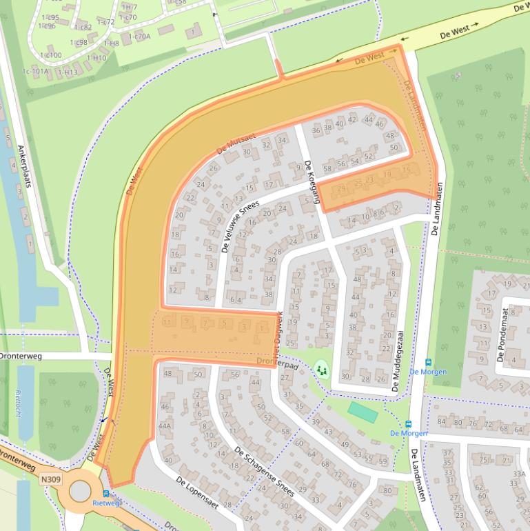 Kaart van postcodegebied 8252KS.