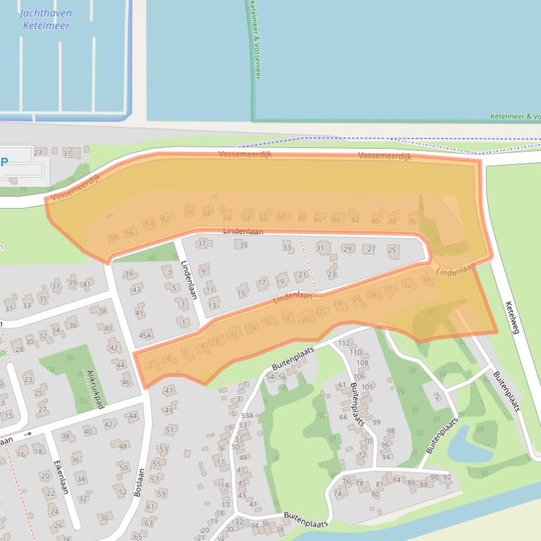 Kaart van postcodegebied 8253AA.