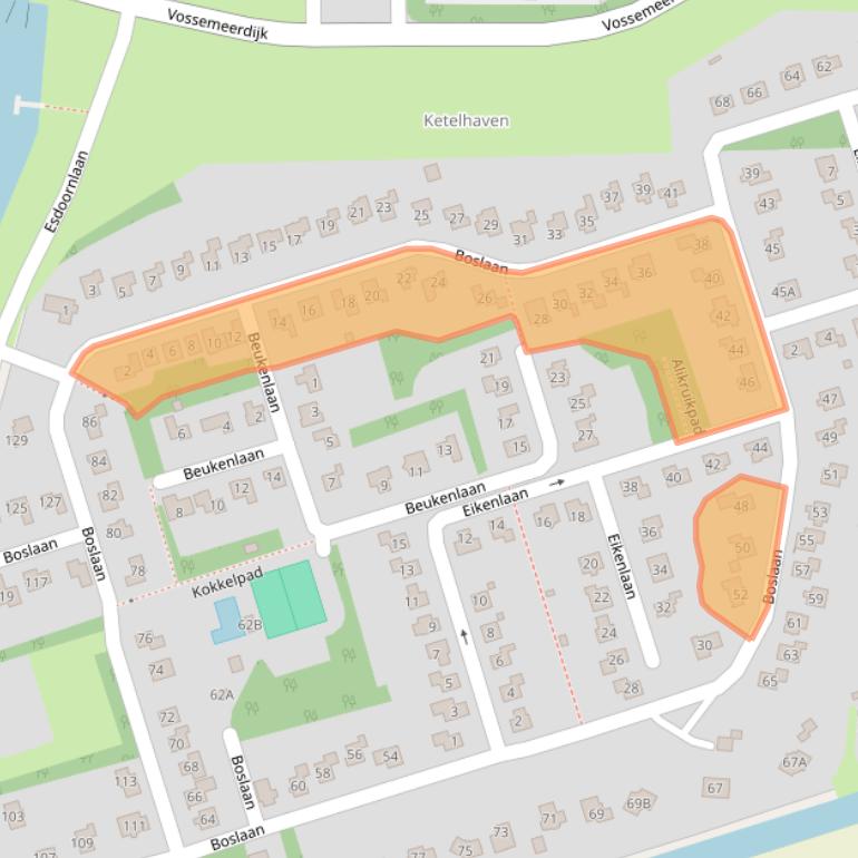 Kaart van postcodegebied 8253AD.