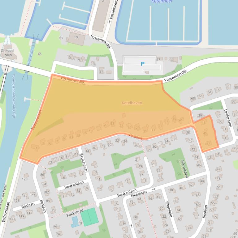 Kaart van postcodegebied 8253AG.