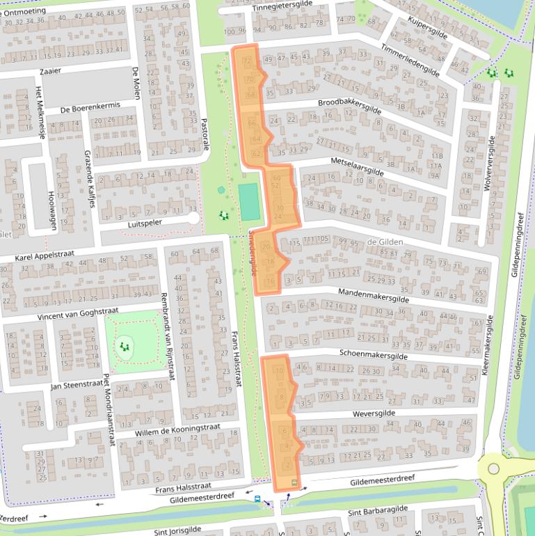 Kaart van postcodegebied 8253HV.