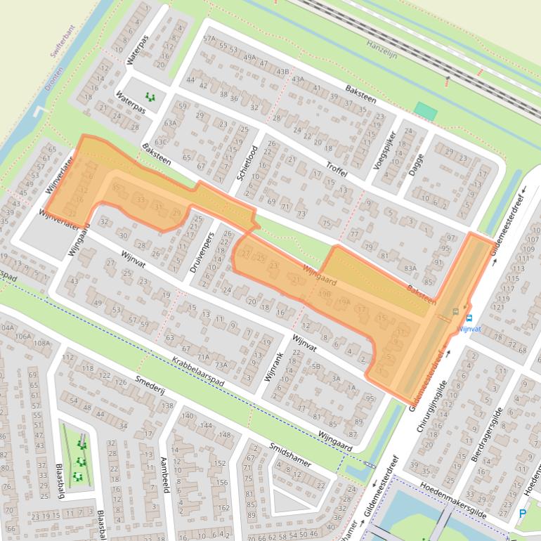 Kaart van postcodegebied 8253LJ.