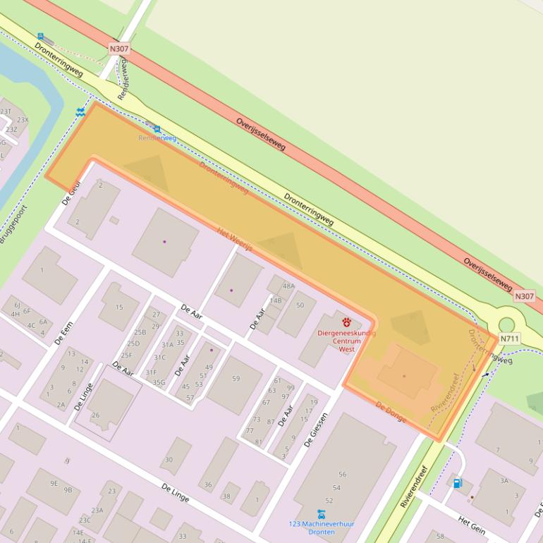 Kaart van postcodegebied 8253PT.