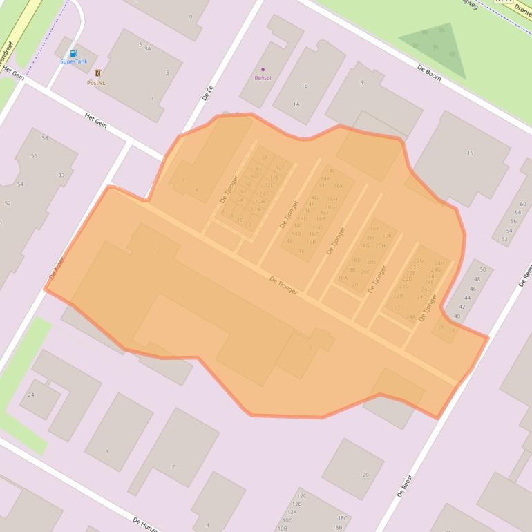 Kaart van postcodegebied 8253PZ.