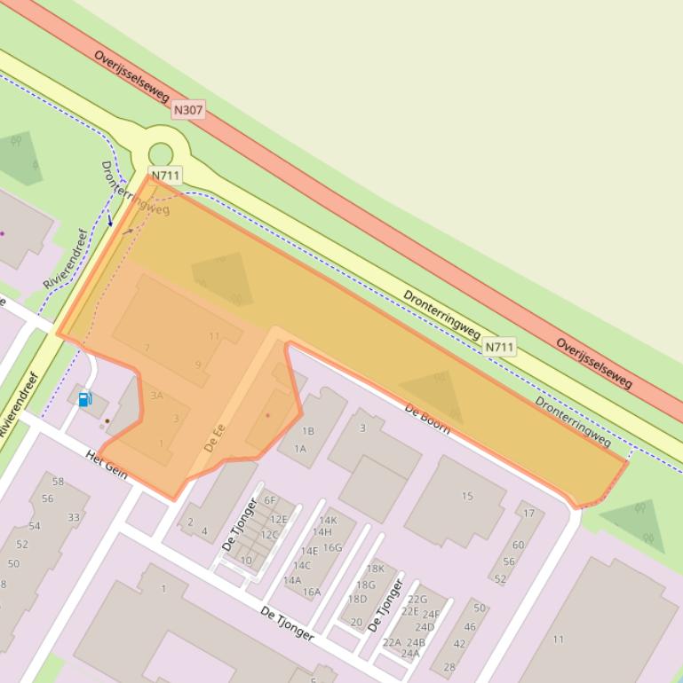 Kaart van postcodegebied 8253RB.