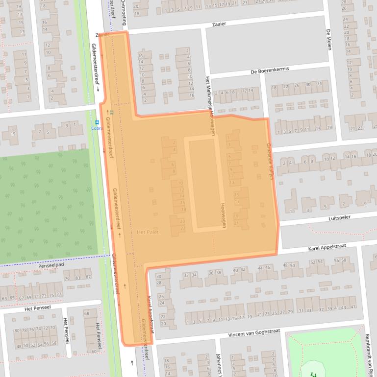 Kaart van postcodegebied 8253VK.