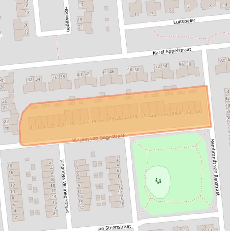 Kaart van postcodegebied 8253VV.